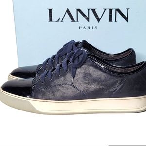 LANVIN Blue Cap Toe Patent Leather Sneakers Shoes Size 10 US - 9 EU